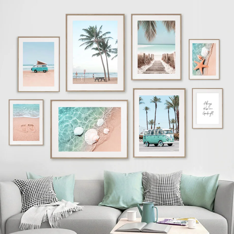 

DIY Oil Painting By Numbers Beach Coconut Tree Starfish Bridge Car Seascape Handpainted Art Wall for Living Room Home Decor Gift