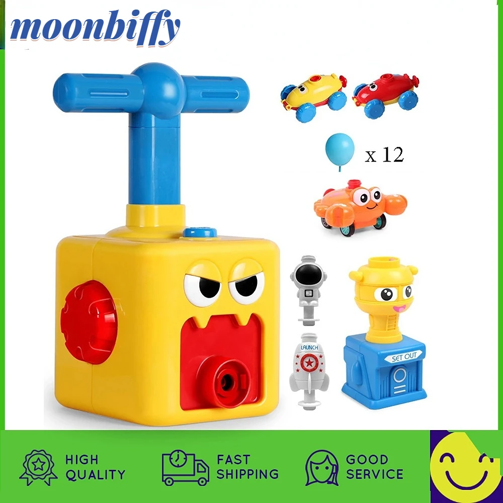 

12pcs Puzzle Education aerodynamic balloon launcher car toy set Inertia Air Power cars Science Experimen Toys for boy girls kids