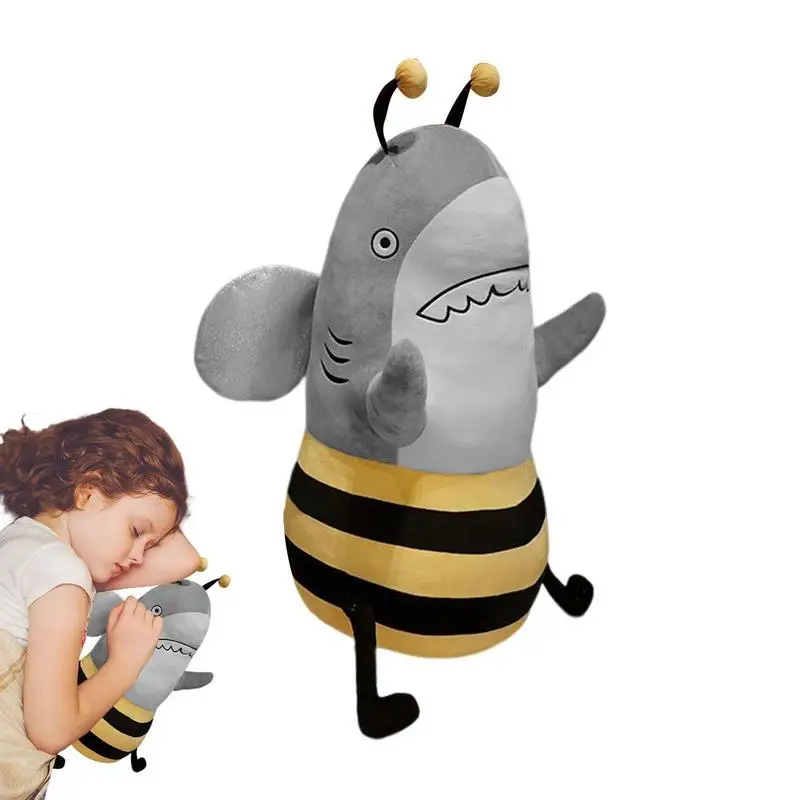 

Shark And Bee Stuffed Animal Funny Stuffed Animal Bee Shaped Shark Plushie Soft Hugging Sleeping Plush Pillow Birthday Gift For