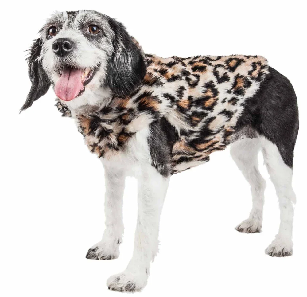 

Dazzling Leopard Patterned Mink Fur Dog Coat Jacket