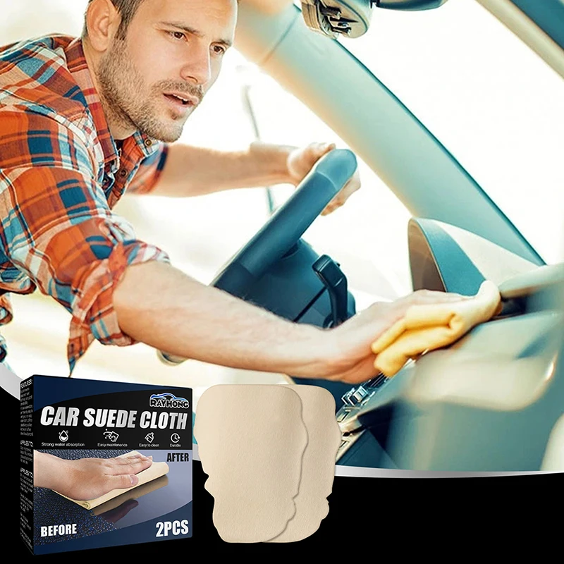 

2Pcs Car Cleaning Cloth Auto Care Towels Genuine Leather Wash Suede Absorbent Quick Dry Towels Car Cleaning Tools