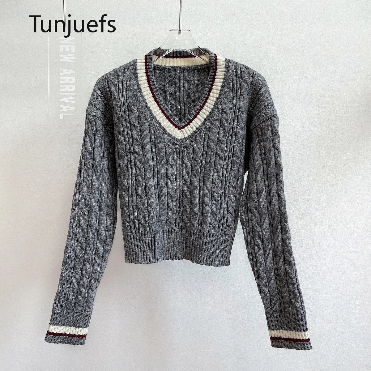 

y2k style v neck sweater pullovers womens clothing twist kawaii jerseys knitwears korean fashion streetwear top mujer 2023 new