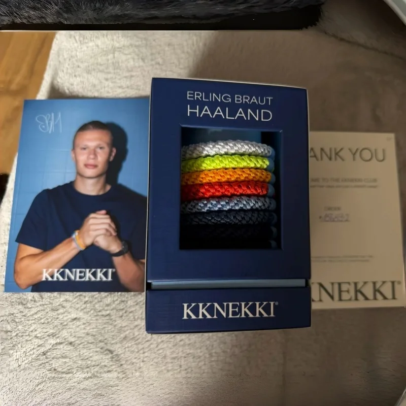 Фото Новинка 2026: Набор резинок для волос Kknekki Limited Edition с подписью Эрлинга Халанда, 8 штук в подарочной коробке, прочные эластичные резинки, не спутывающие волосы №1