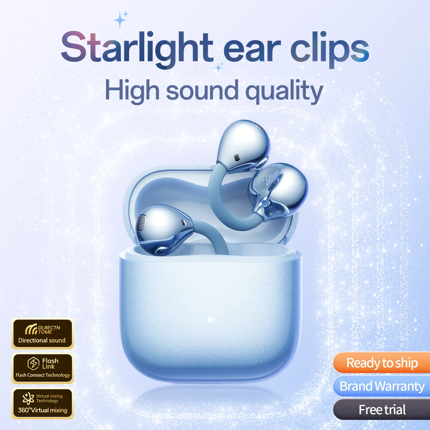 Фото Наушники-клипсы M169 AirClip Bluetooth 6.0, ультралегкие (4,5 г), 42 часа работы от батареи, стереофонические наушники с низкой задержкой 45 мс для игр и спорта №4