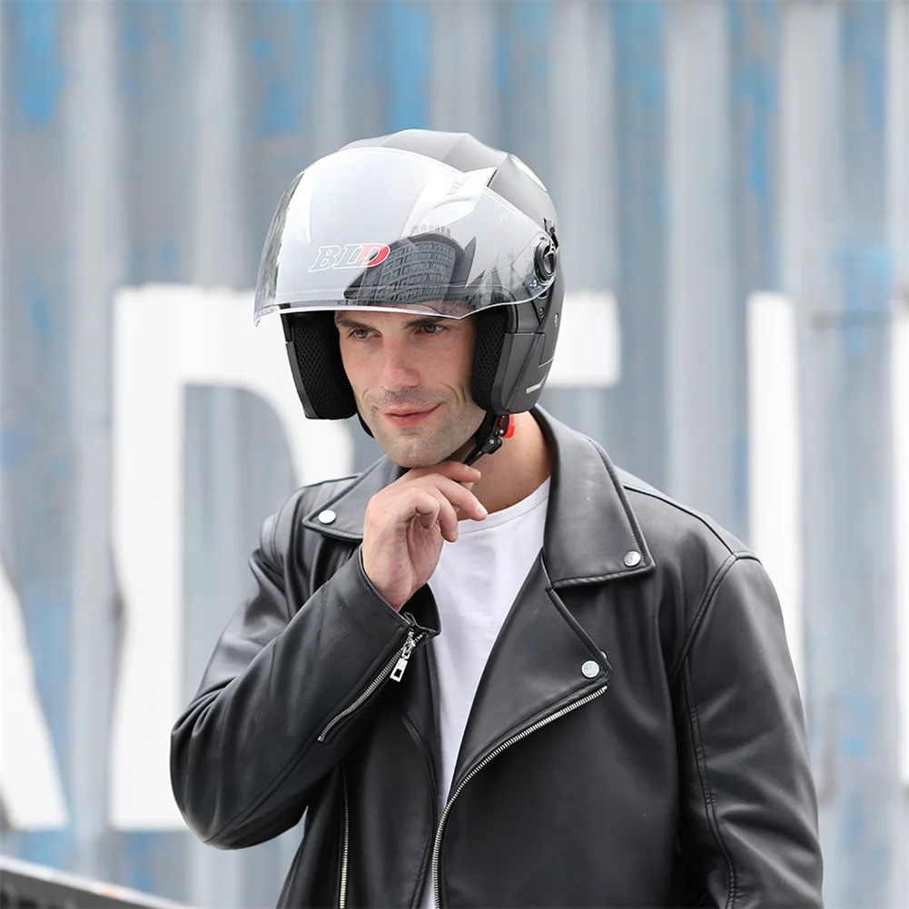 Двойной солнцезащитный козырек 3/4 полушлем для мужчин и женщин мотоциклетный