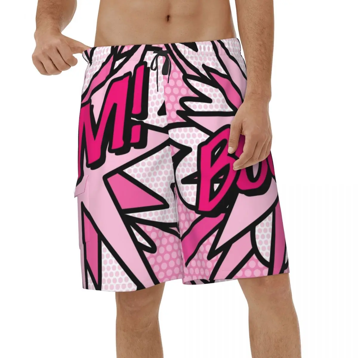 

Modern Comic Pop Art Shorts Quick Dry Men's Swimwear Bang Wow Boom Pow Printed Men Beach Board Shorts