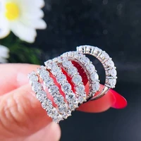 huitan dazzling cubic zirconia rings engagement finger accessories for women high quality silver color band new fashion jewelry