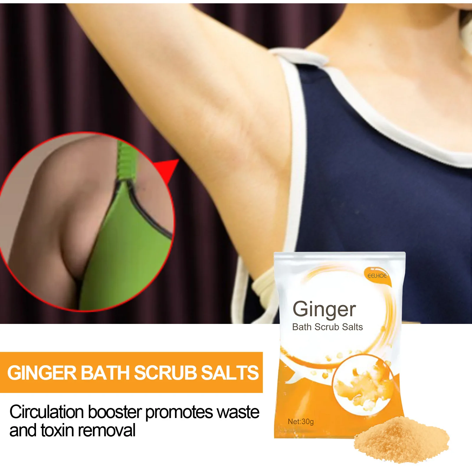 

Ginger Lymphatic Bath Salt Body Massage Bath Scrub Salts Lymphatic Swelling Relief Dredge Pores Skin Exfoliating Body Care