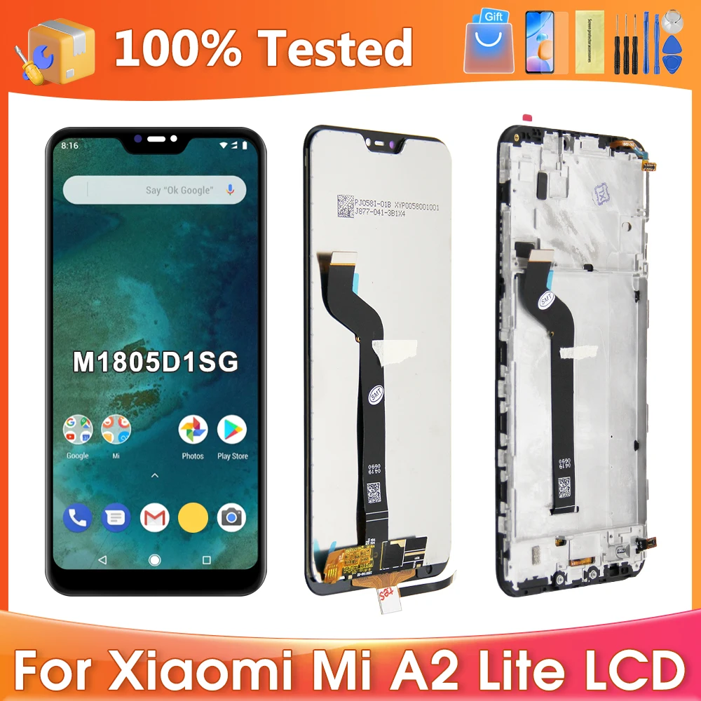 ЖК-дисплей A2Lite для Xiaomi Mi A2 Lite/M1805D1SG, сенсорный экран с дигитайзером в сборе, запчасти для Redmi 6pro, 5,84 дюйма