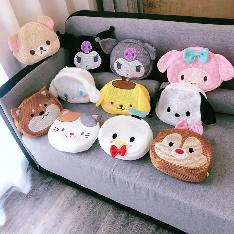 

New Cartoon Kuromi Melody Cinnamoroll Laundry Bag Lingerie Washing Mesh Bag Underwear Bra Anti-Deformation Washing Bag Mesh Net