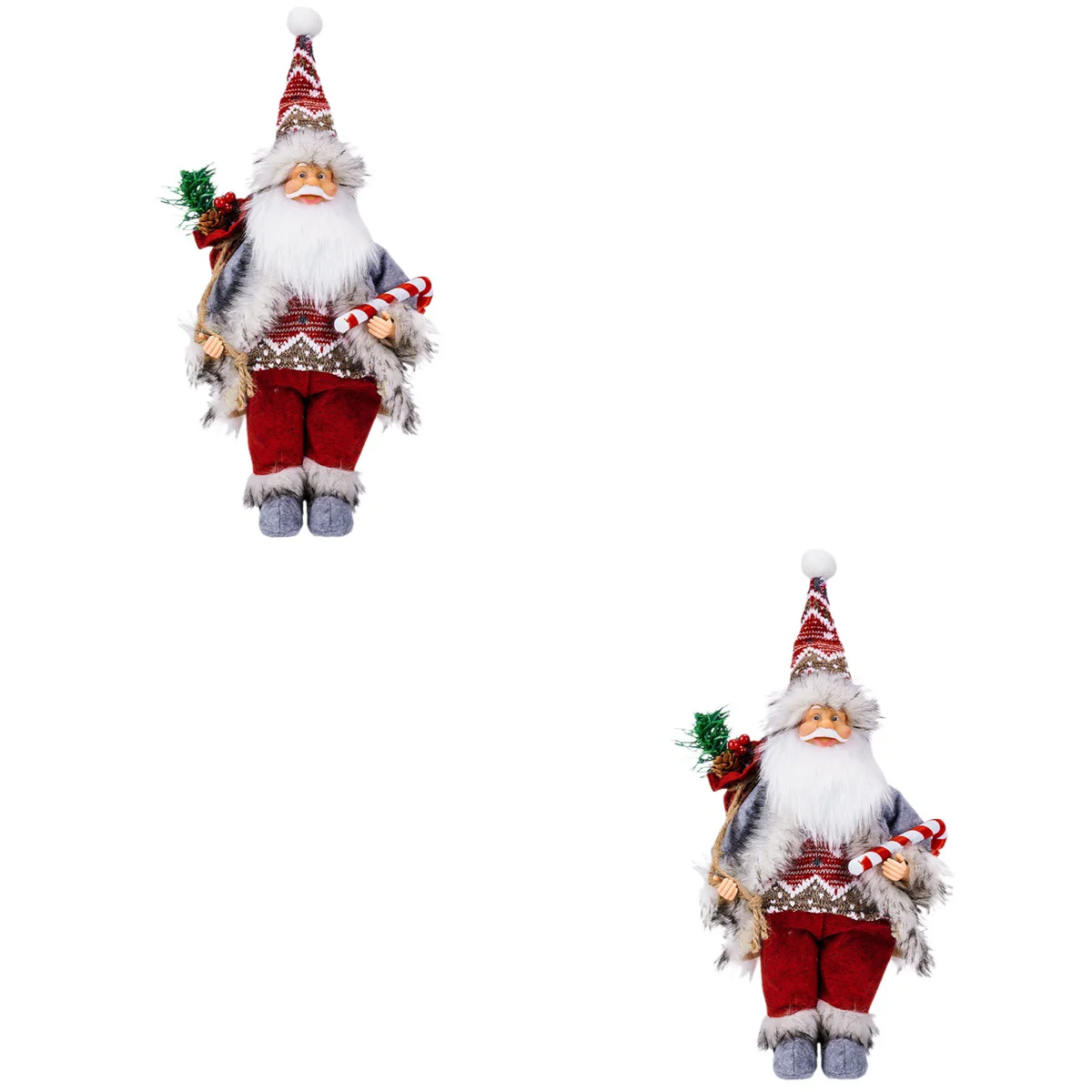 

2pcs Christmas Standing Santa Claus Adornment Xmas Santa Claus Ornament With Lamp