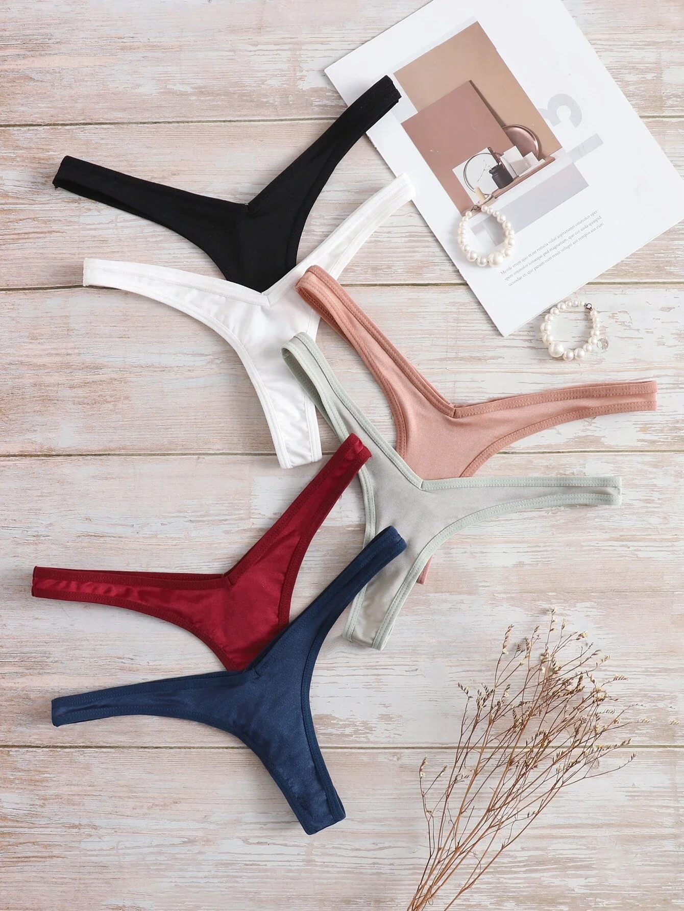 

6pack Solid Thong Set