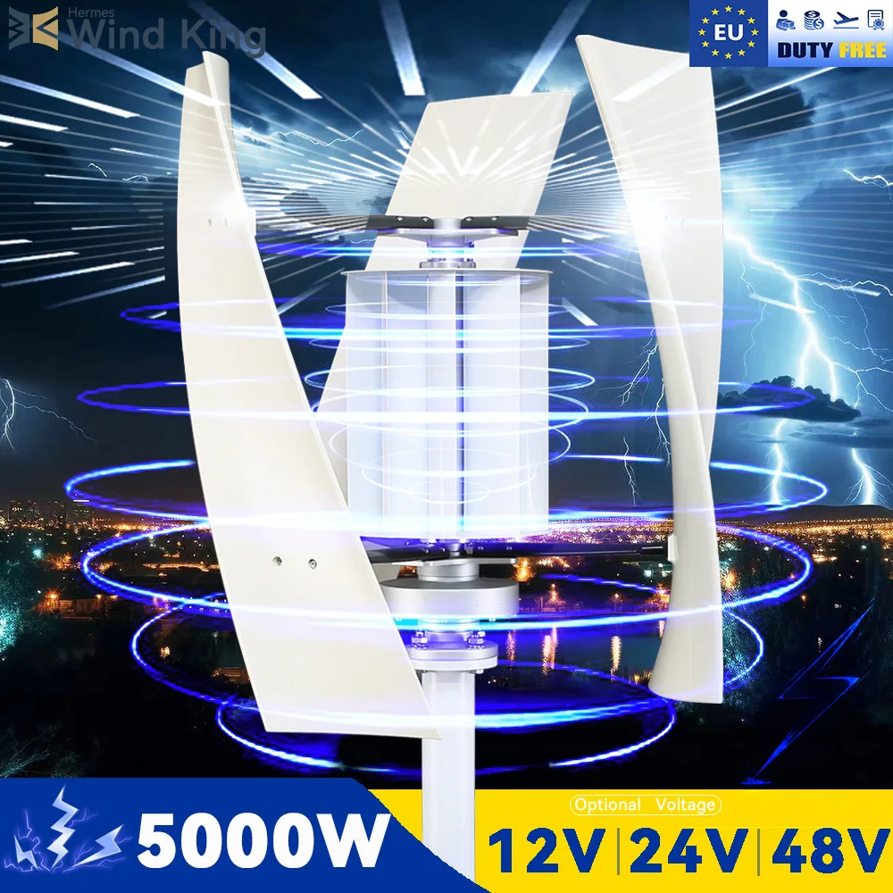 

【Higher Power】 5000W WindTurbine High Efficiency Windmill With MPPTCharger/Hybrid Solar System, For Home Use 6 Blades Horizontal