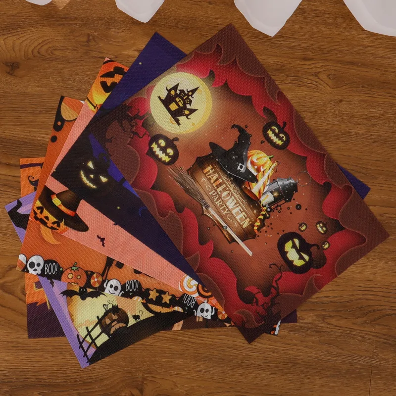 

Коврик настольный из ПВХ, коврик тканый для Хэллоуина, праздничное украшение, теплостойкая изоляция, маслостойкая, шка, изображение, тыквы, ...