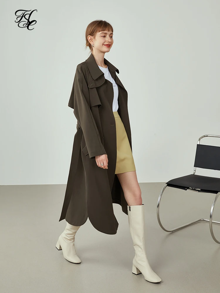 

FSLE Office Lady Newly Autumn 2021 Women's High-end Drape Long Windbreaker Jacket New Fall Loose Fashion Women Coats