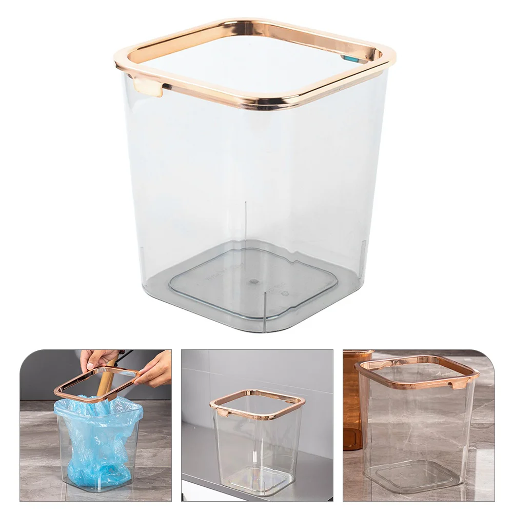 

Can Trash Garbage Wastebasket Container Waste Bin Bedroom Cans Paper Basket Farmhouse Bathroom Square Clear Vintage Kitchen