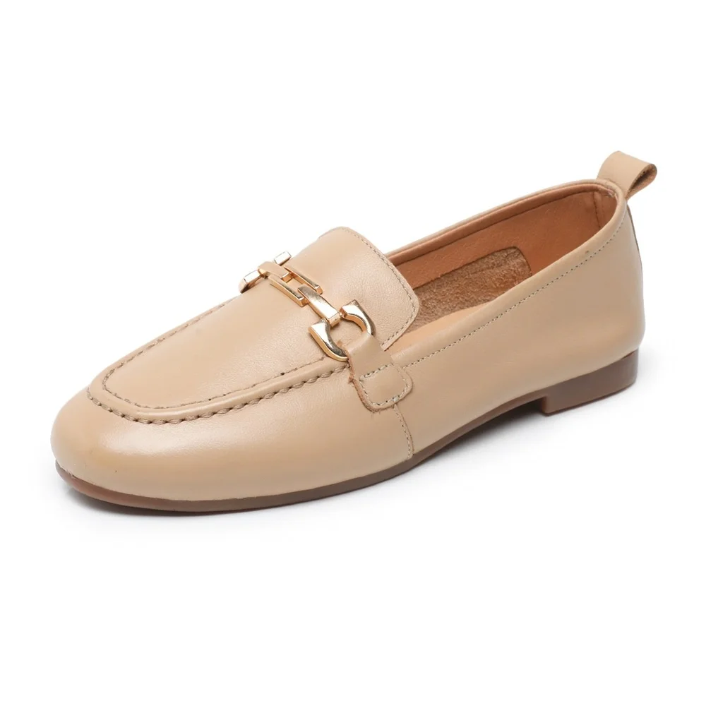 

First Layer Cowhide British Round Head Women's Small Leather Shoes Super Soft Leffer Shoes Versatile Flat Sole Single Shoes