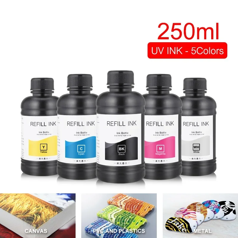 

5 бутылок/комплект, УФ-чернила для принтера Epson 250 R1800 R1900 1390 4800 4880 7880