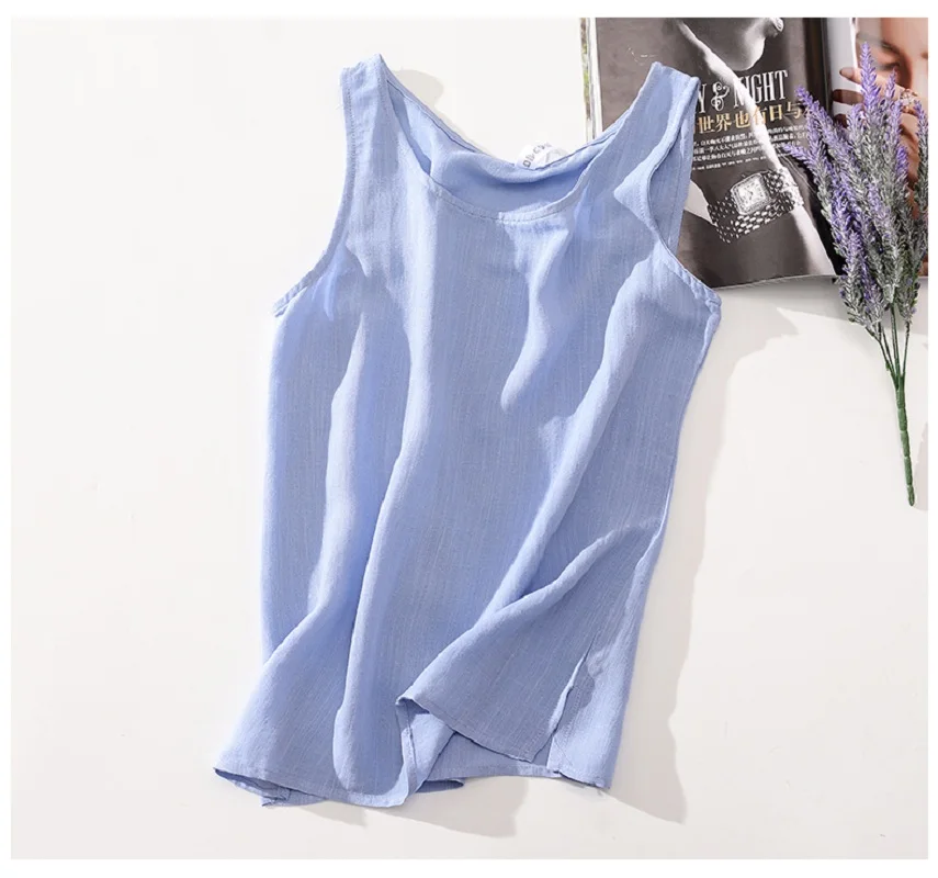 Майка женская из хлопка и льна пикантная спортивная рубашка для фитнеса без