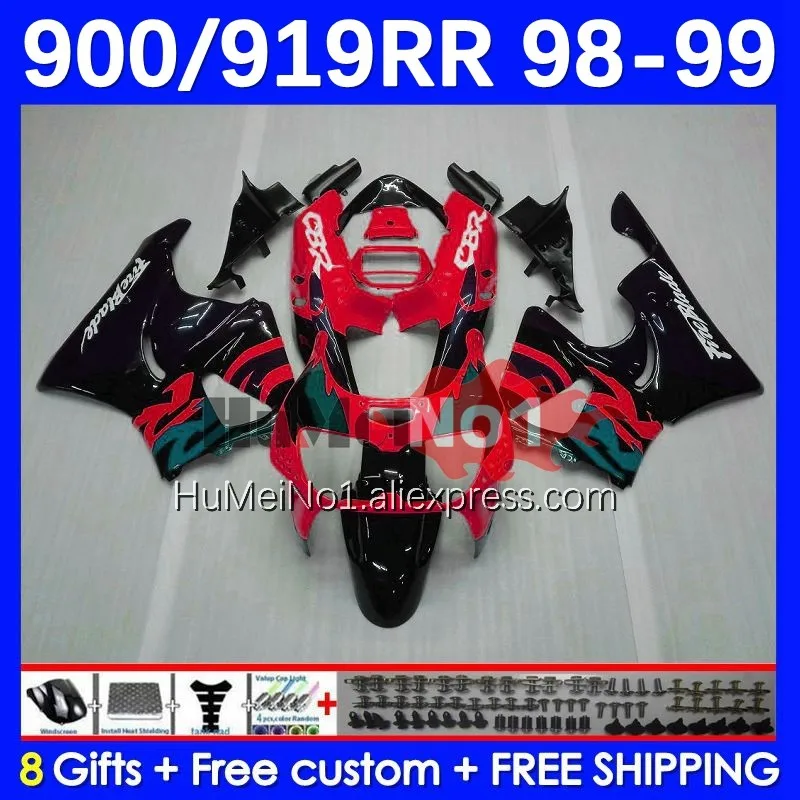 

Корпус обтекателя Для HONDA CBR900RR CBR919RR 110No.161 красный черный CBR 919RR CBR900 RR CBR 919 RR CC 900RR 1998 1999 CBR919 RR 98 99