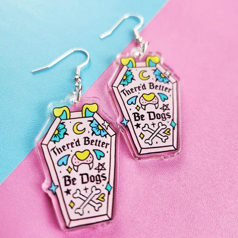 

New Thered Better Be Dogs Cute Acrylic Earrings Novel Jewelry Personalized and Creative Earrings Suitable For Women's Gifts