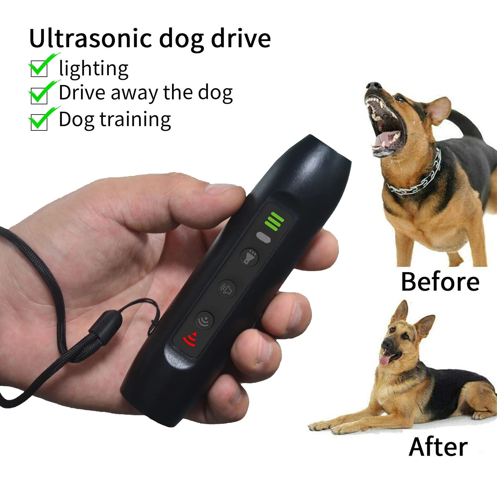 

Repellents Rechargeable 3 Dog Bark Electronic With Training Devices Flashlight Modes Deterrents Supplies Ultrasonic Pet