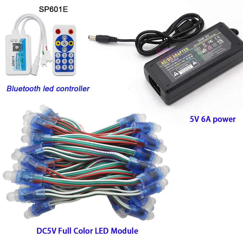 DC5V 50 Pcs WS2811 IC RGB Pixel LED Module Light Full Color IP68,Pixels RGB led strip Controller,5V 6A led power Supply Adapter