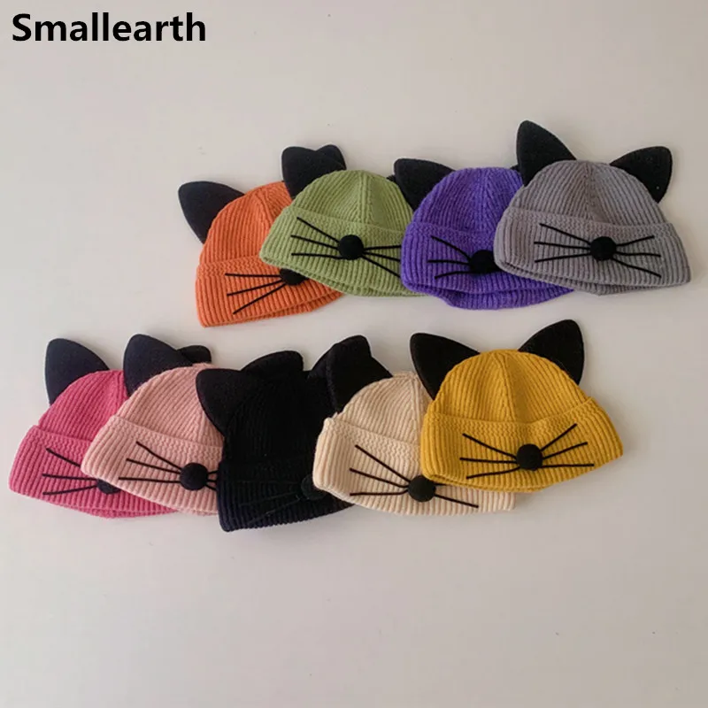 

New Fashion Baby Knitted Hat Cartoon Cat Hat for Boys Girls Toddler Cap Infant Casual Hats Autumn Winter Children Beanies Hats