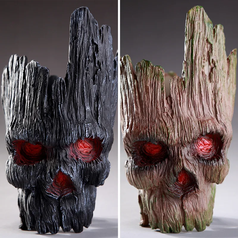 Декор для дома ПВХ Череп цветочный горшок дерево человек Грут фигурка модель