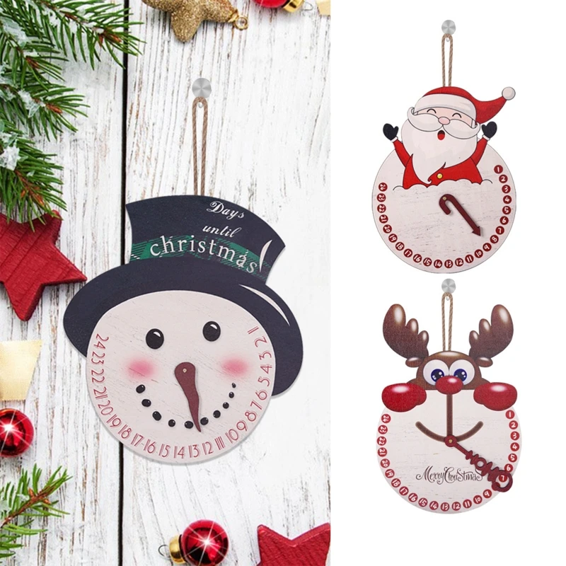 

Cute Wooden Christmas Ornaments Snowman Santa Elk Clock Hanging Embellishments Crafts DIY Holiday Home Party Hanging Decoration