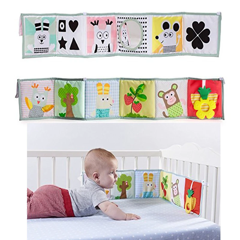 

Baby Toys Crib bumper Baby Cloth Book Baby Rattles Knowledge Around Multi-Touch Colorful Bed Bumper For Kids Toys