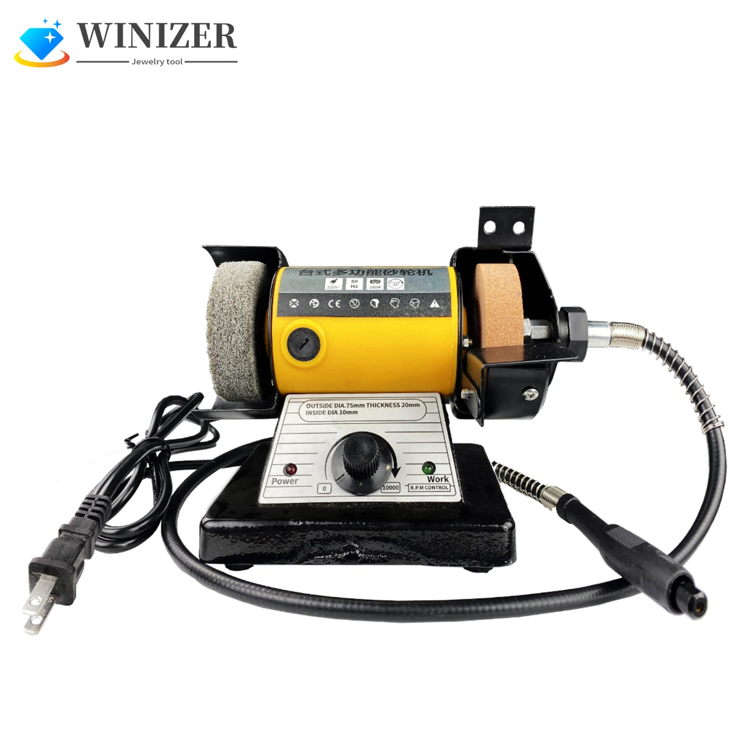 Portable Mini Bench Grinder and Polisher with Flexible Shaft and Accessories 280w 0-10000 RPM Jewelry Hobby DIY Engraving  Tools