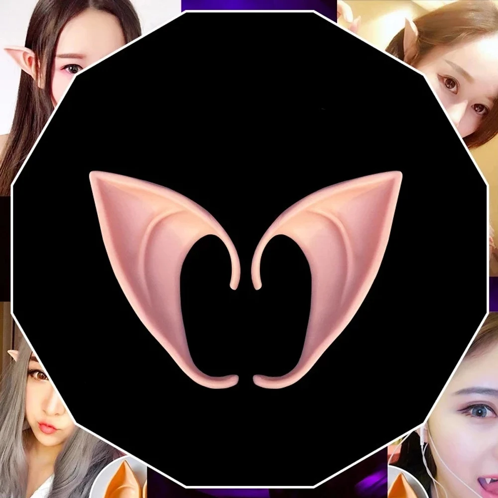 

1Pair Halloween Latex Elf Ears High Simulation Soft Harmless False Ears Props Fairy Angel Dress Up Cosplay Hook Christmas Decor