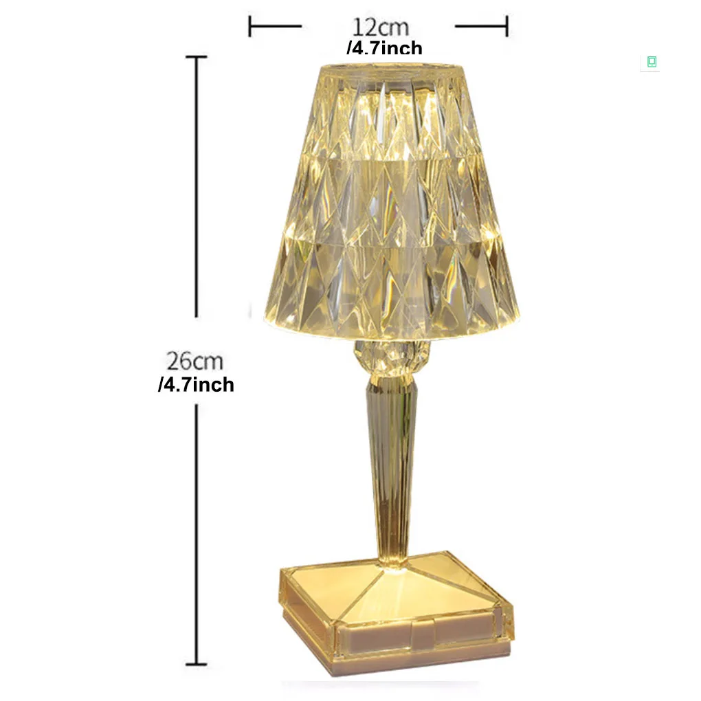 

Table Lamp Bedside Crystal Desktop Light Nightstand 3 Colors Adjustable Lamp for Living Room Bedroom Battery Type