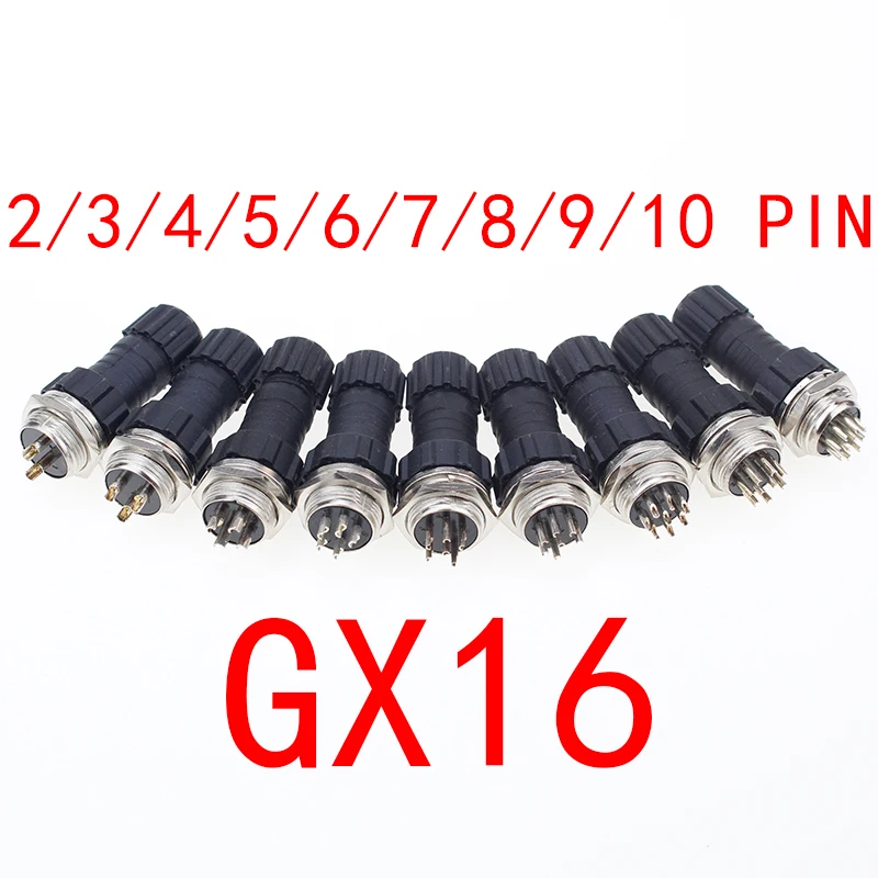 

1 комплект GX16 2/3/4/5/6/7/8/9/10 контактный авиационный разъем M16 водонепроницаемый штекер и гнездо IP65