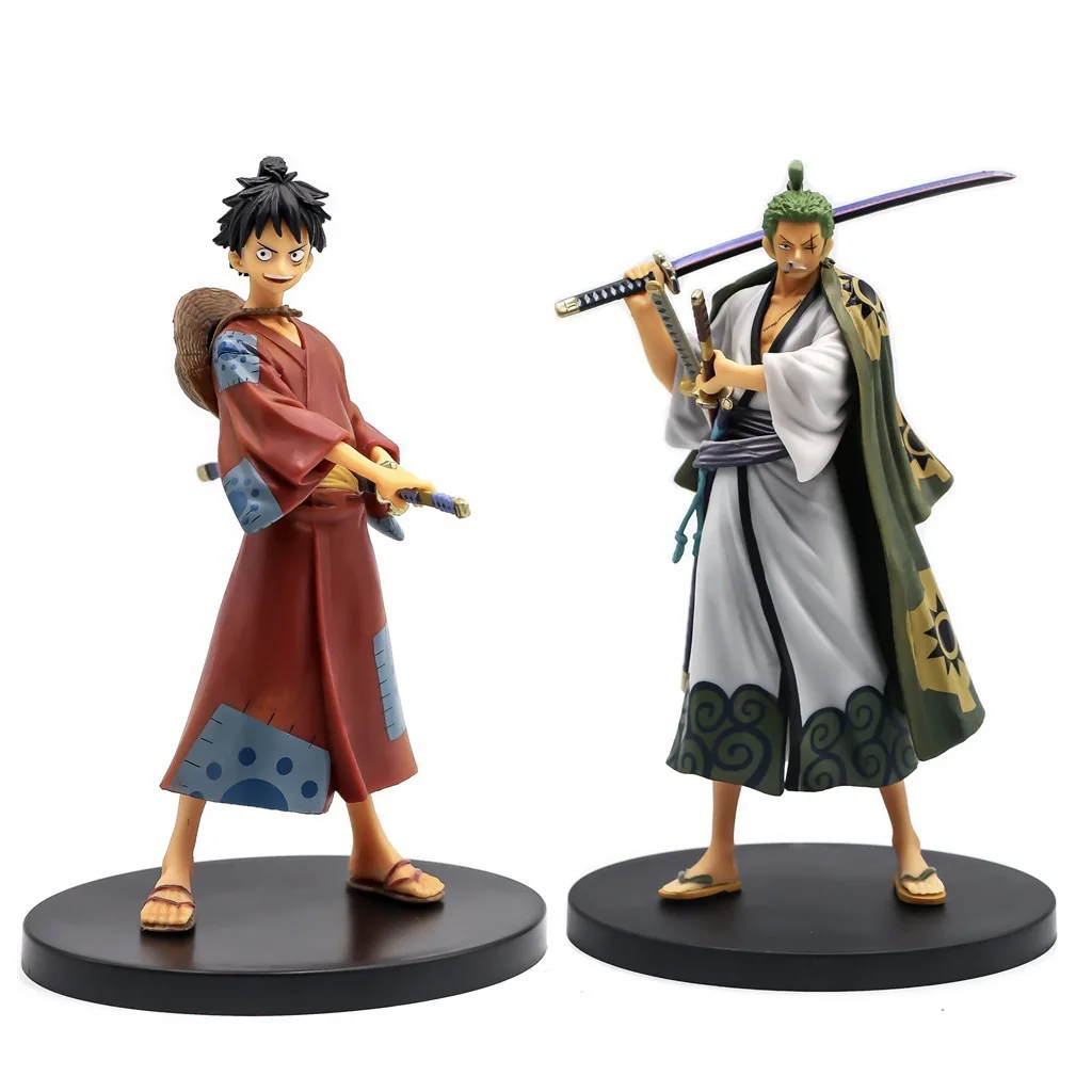 

18CM One Piece Action Figure Brook Water Law Luffy Zoro Sanji Nami Robin Usopp Kikunojo DXF Wano Country Anime Model Dolls Toys