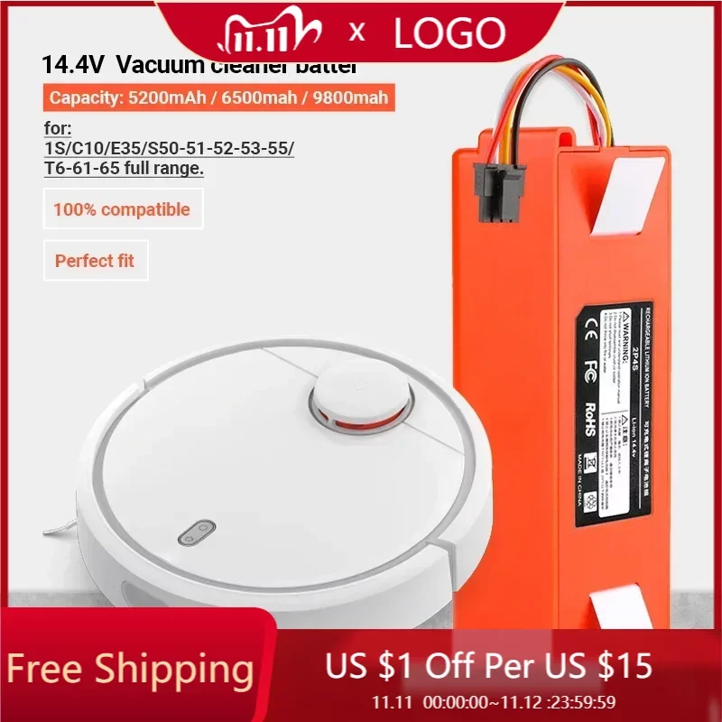 

Аккумулятор для робота-пылесоса Xiaomi Roborock S50 S51 S55, 14,4 В