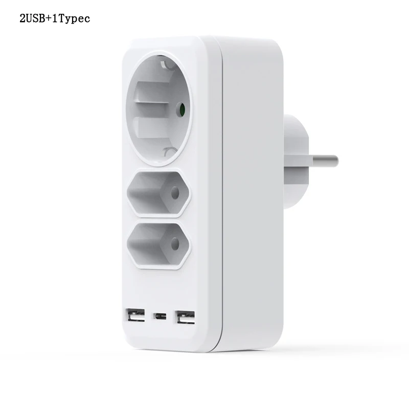 

Европейский USB-адаптер для розетки, многопортовый конвертер с одним поворотом и тремя розетками в европейском стиле, многофункциональная н...