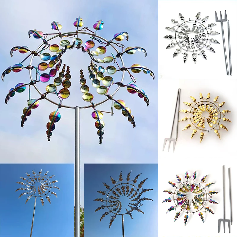 

Outdoor Unique Magical Metal Iron Windmill Rotating Wind Spinners Wind Collector Courtyard Patio Lawn Garden Decoration Ornament