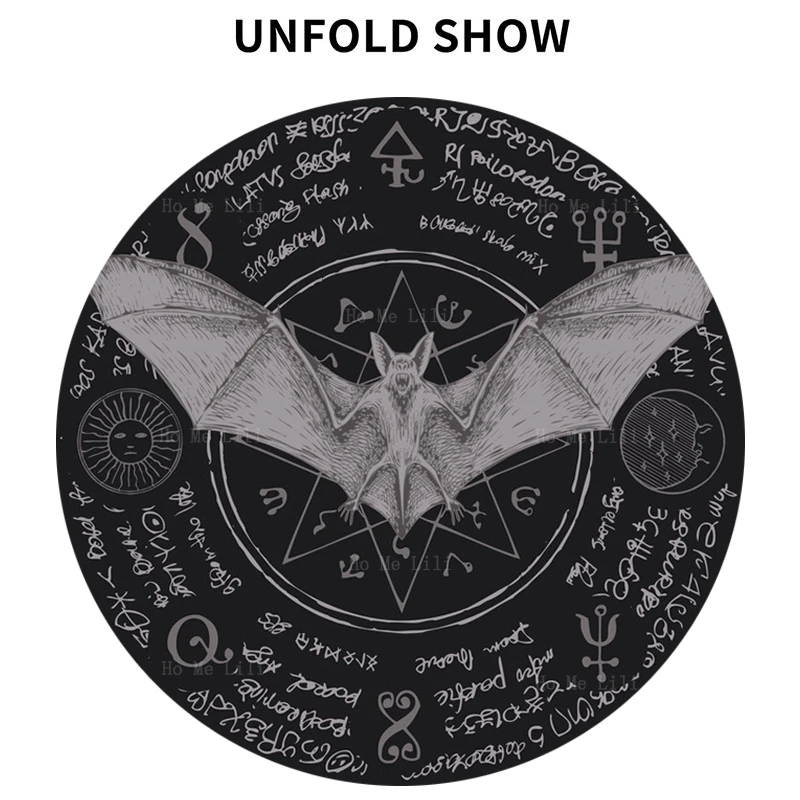 Летучая мышь вампир на фоне звезды и волшебных надписей Племенной Стиль слон над