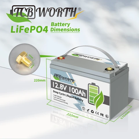 Водонепроницаемая сменная батарея Lifepo4 12 В, 100 Ач, 100 Ач
