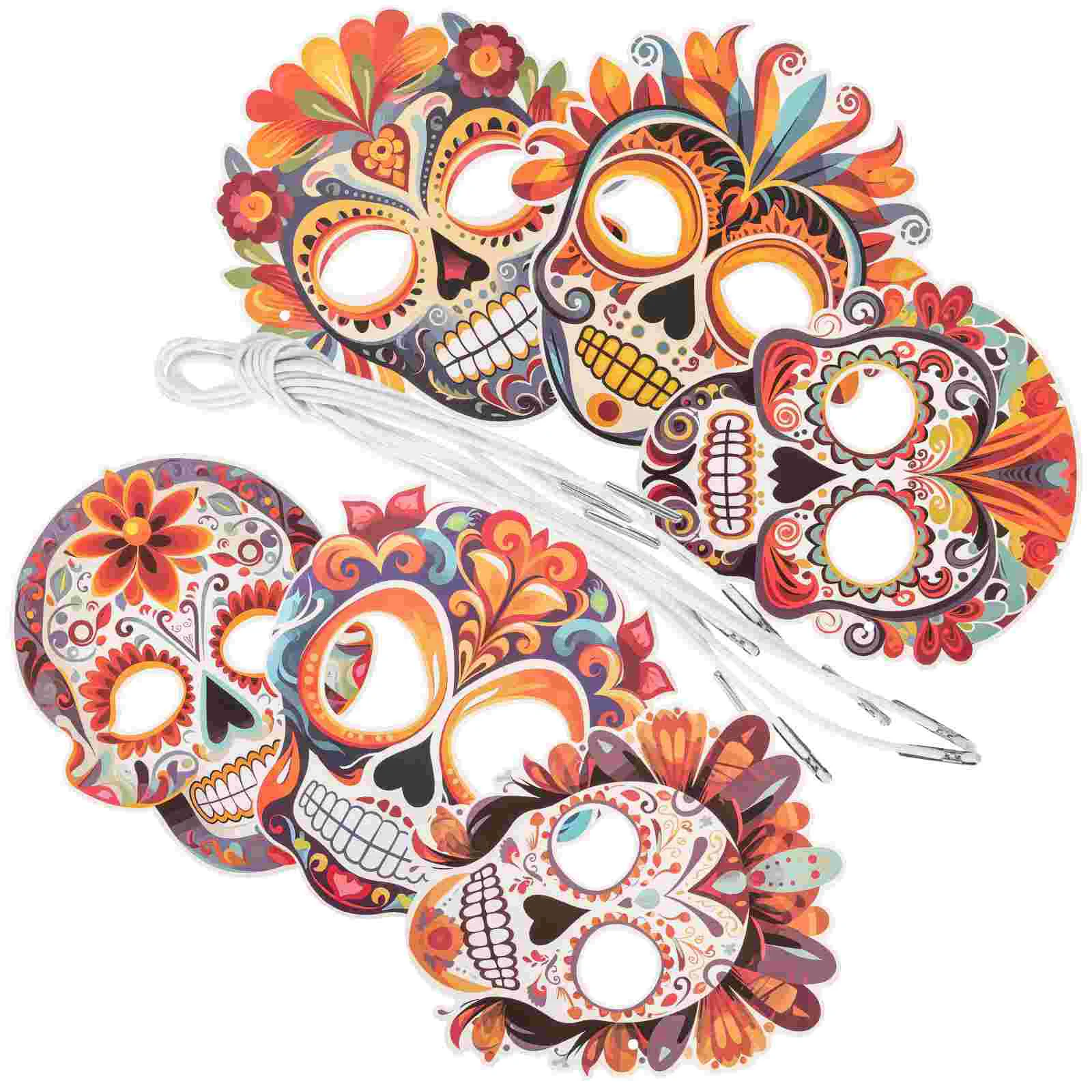 

6 Pcs Cosplay Mask Paper Mask Day The Dead Decor Party Masks European American Decorations DIY