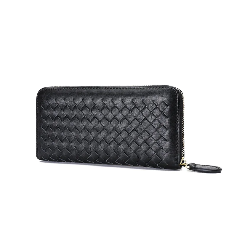 

Новый Плетеный бумажник из овечьей кожи, Женский Длинный кошелек, простая сумка для карт, кошелек для рук, кошельки и сумки, Роскошный дизайн...