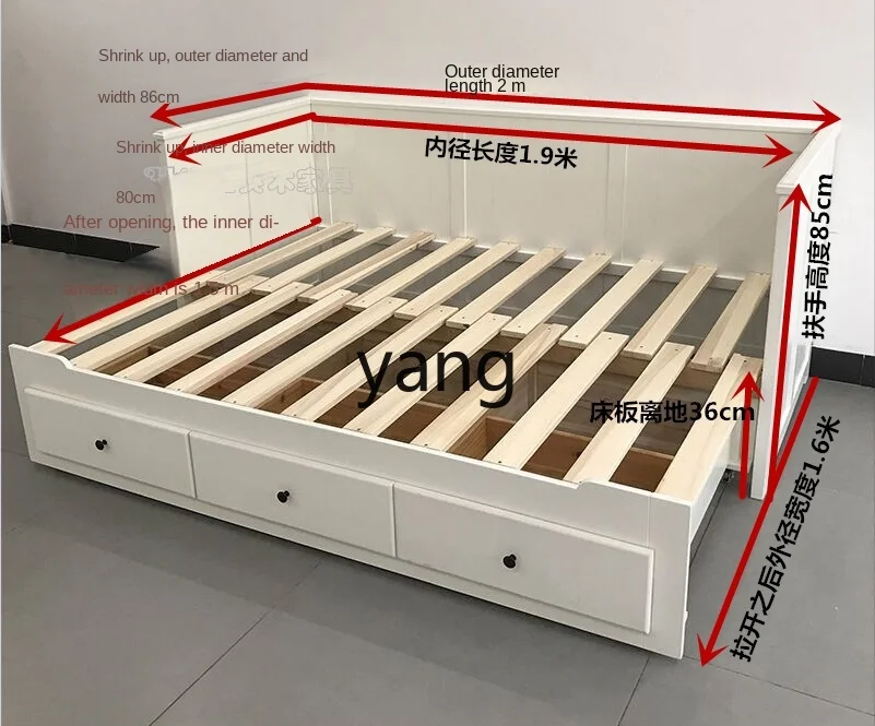 Многофункциональный диван-кровать из массива дерева простой выдвижной