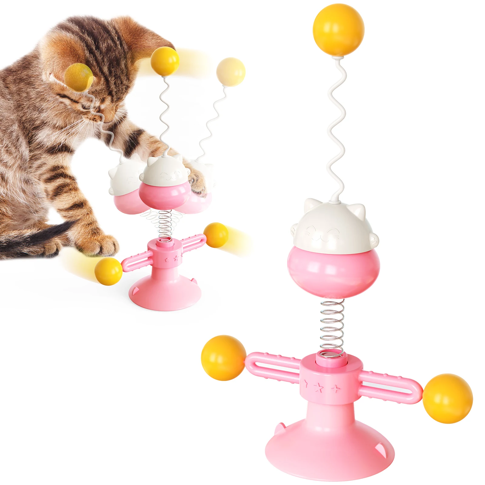 Pet Toy Self-Hey Cat Funny Cat Spring Person Cat Stick Anti-Boring Tumbler Sucker Set Pet Supplies