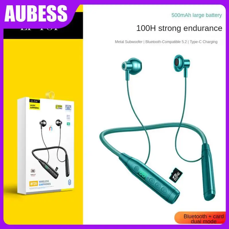 

Medium Frequency Full Sports Earphones Strong Battery Life Wireless Neck-hanging Headphones -compatible 5.2 And Elastic