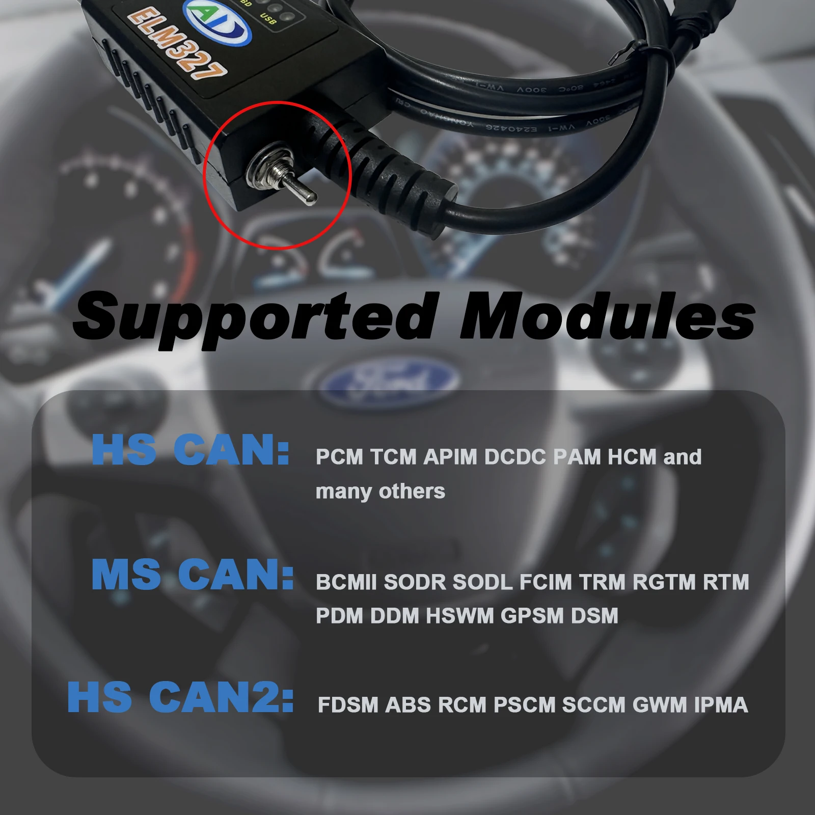 Фото Диагностический сканер ELM327 V1.4 USB FTDI FT232RL PIC18F25K80 HS CAN/MS Switch для Ford FORScan OBD2, считыватель кодов, инструмент для диагностики автомобиля №4