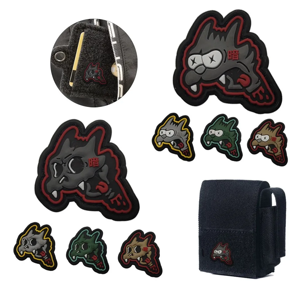 

3D PVC Patches Cartoon Animal Leopard Dark Character Tactical Patch Morale Badge on Backpack Little Devil Eye Hook&Loop Sticker