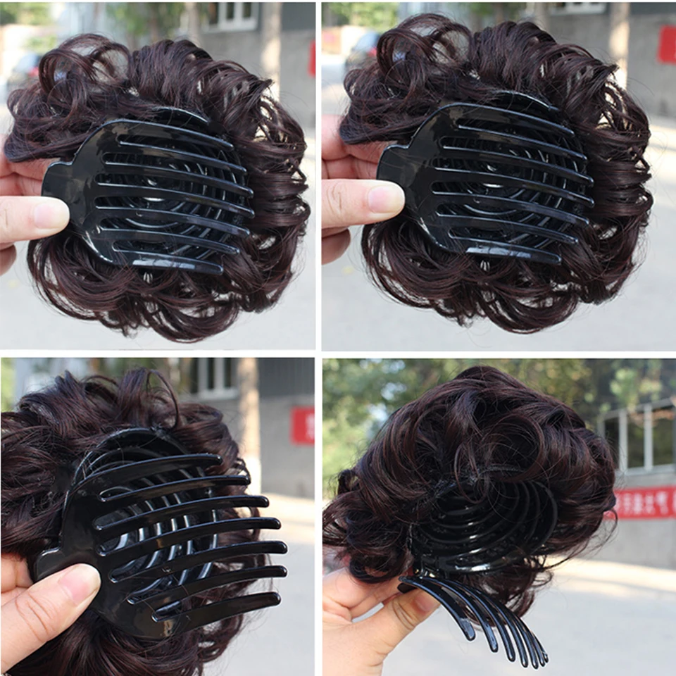 Women Wig Synthesis Curly Chignon Hair Extension Clip In Hair Women Hairpiece Claw Clip Hair Bun Wigs Hair Accessories For Women images - 6