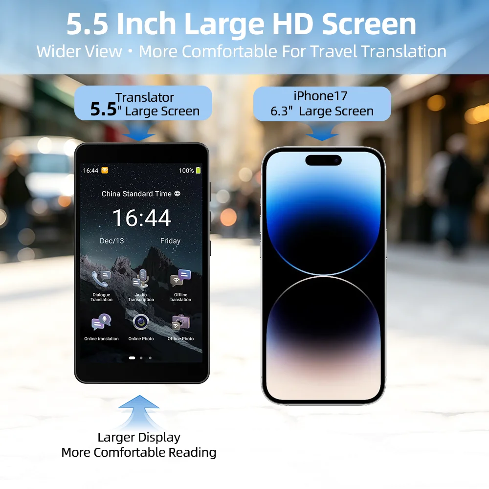 Фото Умный переводчик T22PRO: 19 языков офлайн-перевода, HD-дисплей 5,5 дюйма, 8-ядерный процессор, 1 ГБ ОЗУ + 16 ГБ ПЗУ для путешествий и бизнеса №3
